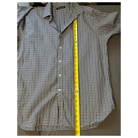 Michael Kors Men’s Navy Gingham Check Button Down Shirt Long Sleeve Size 34/35 - Picture 7 of 7